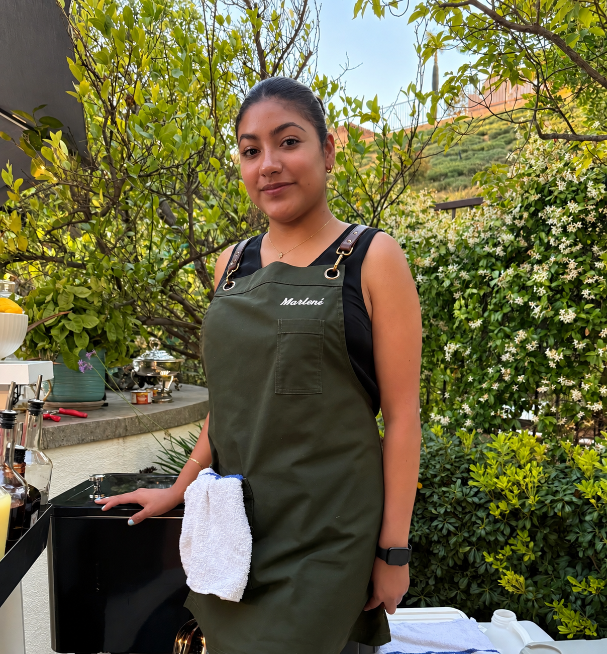 Marleni at an outdoor Ambrosia bar setup